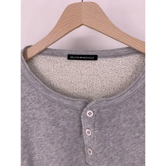 Brandy Melville Crop Oversized Sweatshirt Gray O/S - Picture 3 of 4